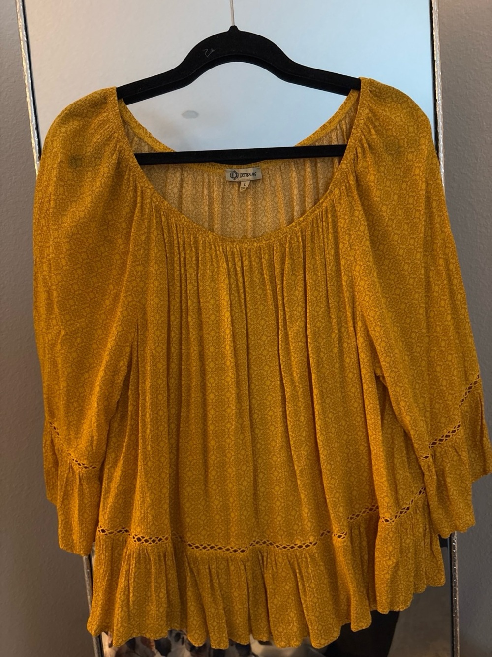 Democracy Mustard Yellow Peasant Tunic Top